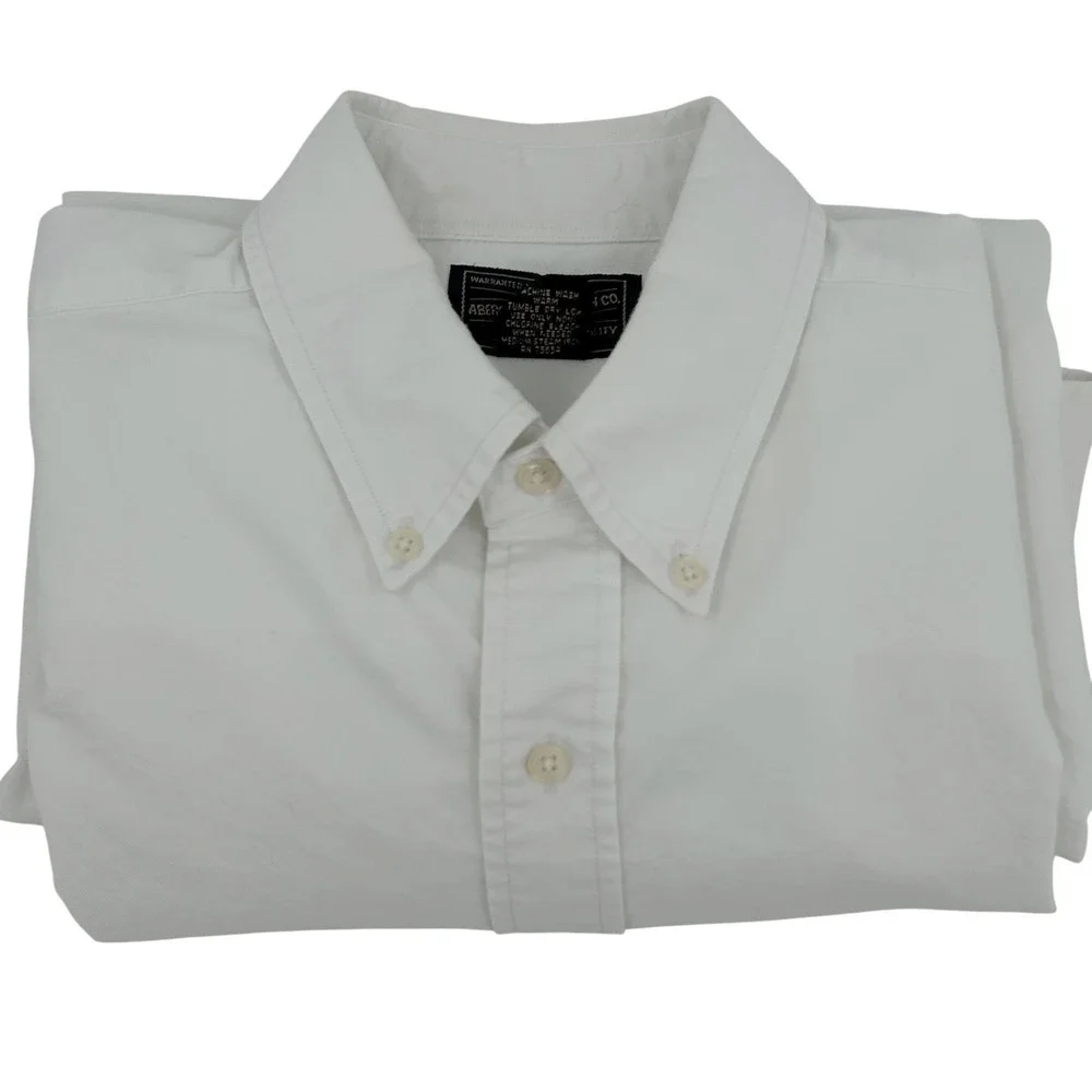 Abercrombie & Fitch Mens Button Down Shirt 16L White Thrashed Vintage Grunge - Picture 6 of 10